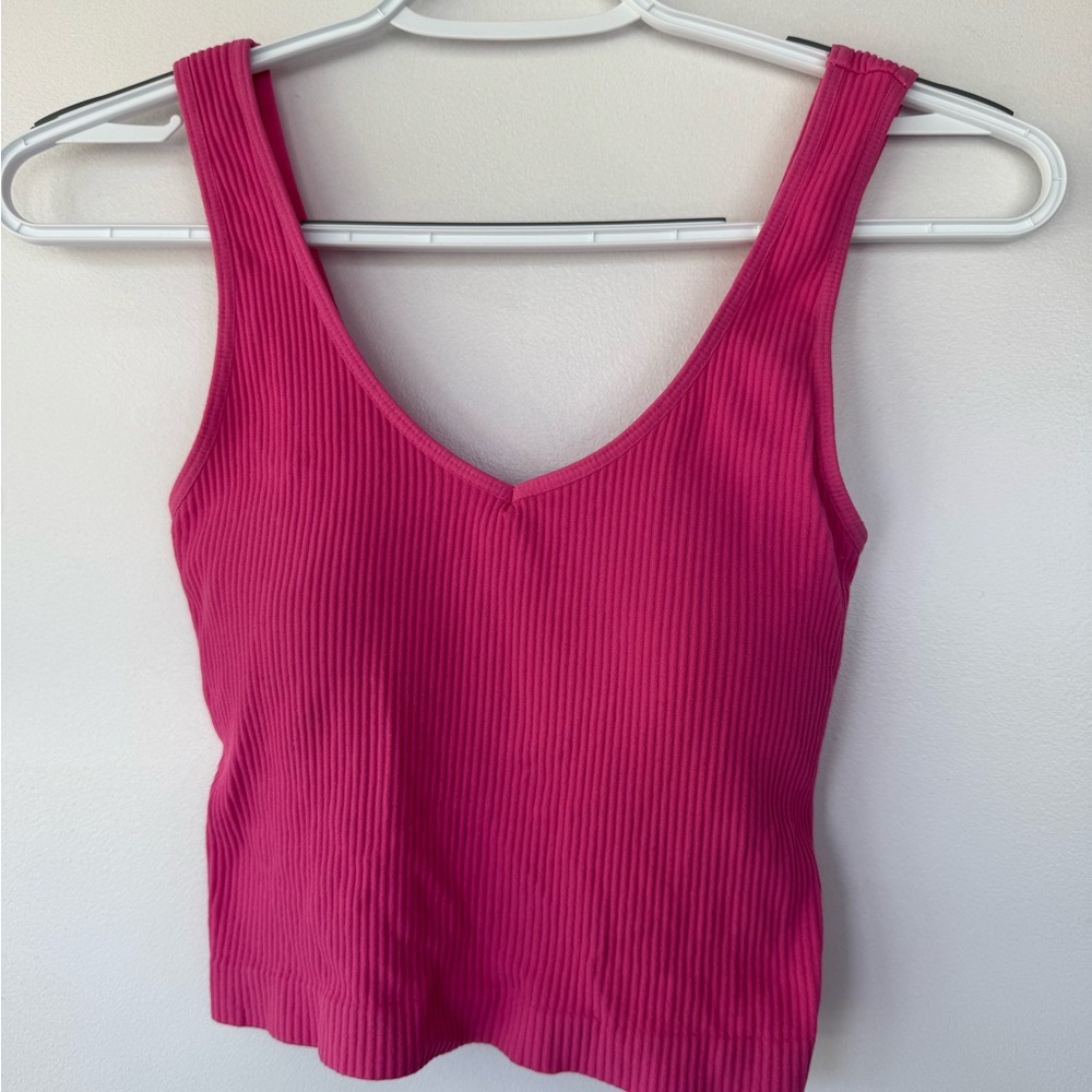 Altar'd State Pink Ribbed Crop Tank Top